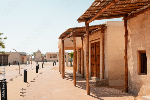 Ras Al Khaimah, UAE – 14.04.2025: The desert coastal town (ghost town) of Jazeera Al Hamra includes a fort, three schools, an open-air market and mosques nestled between hundreds of villas