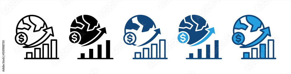Obraz premium Economics icon sheet multiple style collection