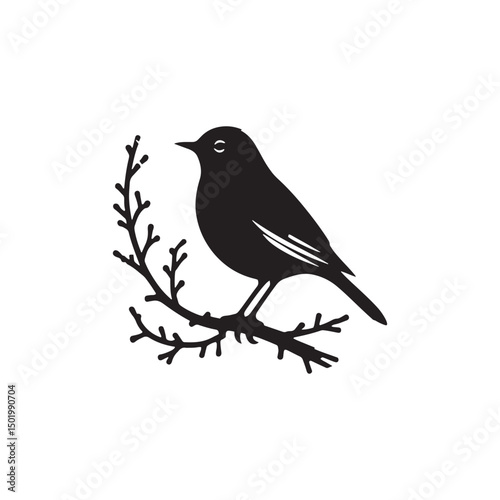 **"Classic American Robin Vector Silhouette: Beloved Songbird Design Featuring Upright Stance, Rounded Body, and Distinctive Beak in Clean, Minimalist Style for Crafts and Digital Art"**

