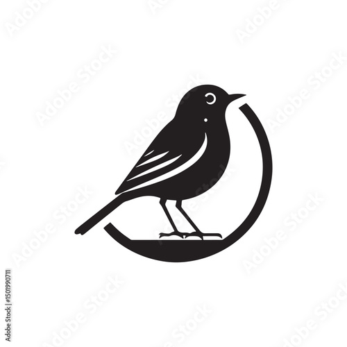 **"Classic American Robin Vector Silhouette: Beloved Songbird Design Featuring Upright Stance, Rounded Body, and Distinctive Beak in Clean, Minimalist Style for Crafts and Digital Art"**

