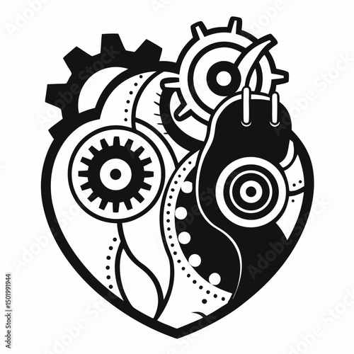 Vector gears and cogs design illustration, a symbol of clockwork technology or industrial music art