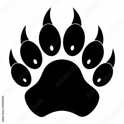 Cute black cat paw print vector icon illustration