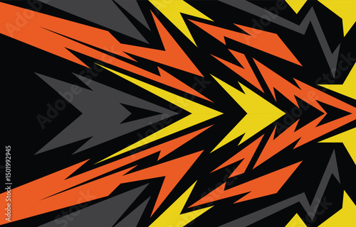 abstract sports racing banner background with fiery yellow orange gradients and high-speed motion effects. Bold geometric patterns and sleek vector lines
