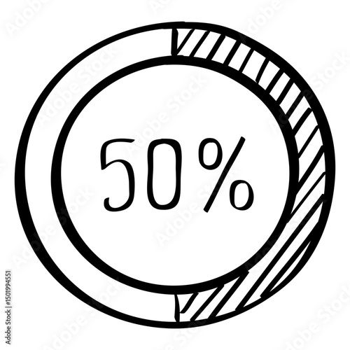 Infographic 50 percent doodle chart