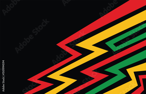 Abstract background with Jamaican color zigzag pattern with some copy space