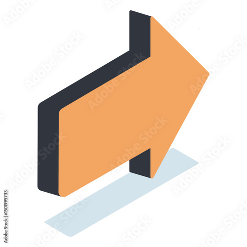 Yellow pointing arrow isometric
