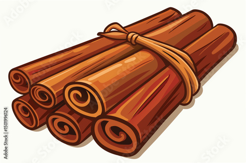 Delightful cinnamon sticks bundled with twine, adding warmth and flavor to culinary creations