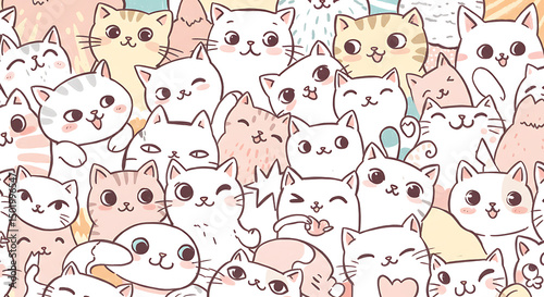 Cute Cats Cartoon Illustration
