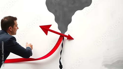 Business challenge failure and success concept. Red arrow hits the center.