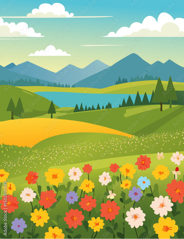 Obraz premium summer landscape with mountains