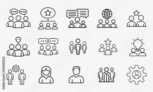 set of business people, Team Business People Icon Set of Line Vector Style on White Background