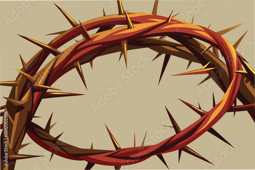 Vector illustration of intertwined thorn crowns depicting strength and sacrifice in a minimalist design suitable for various artistic uses