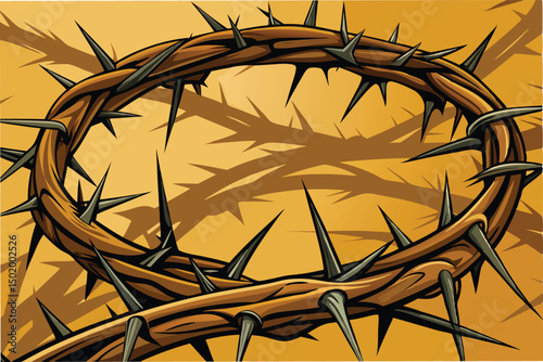 Vector illustration of intertwined thorn crowns depicting strength and sacrifice in a minimalist design suitable for various artistic uses