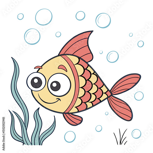 A Cartoon Fish Swimming Happily in the Water	