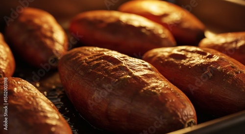 Roasted Sweet Potatoes Freshly Baked and Ready to Eat for Dinner