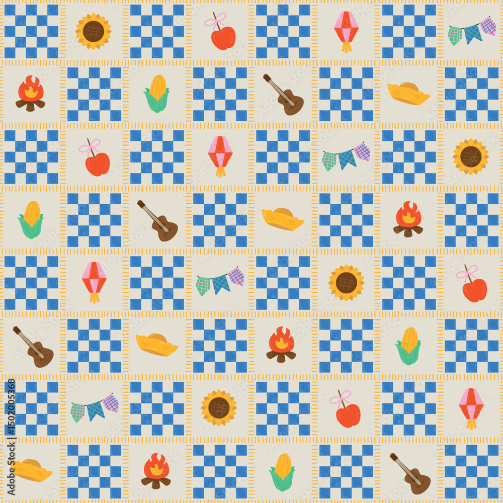 festa junina, São João, brazilian festival, seamless pattern