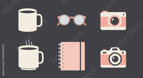 vector set of retro cameras