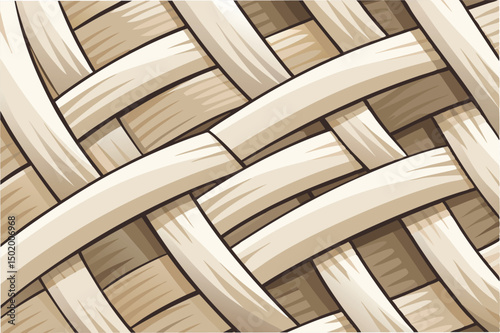 Stylized vector illustration of woven texture featuring intricate patterns in light-toned colors suitable for backgrounds and graphic design projects