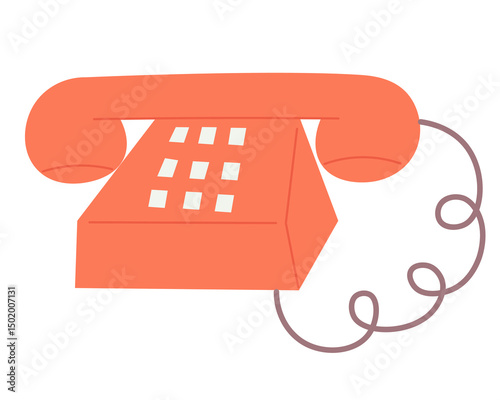 red vintage phone in doodle style in vector. Element for apps stickers website logo print icon