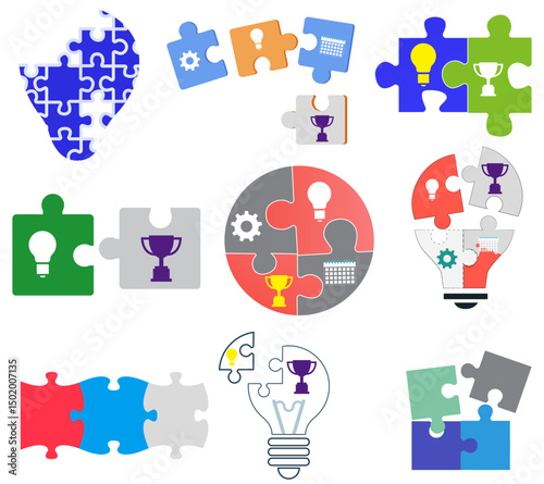 Partnership, teamwork or collaboration to success, solve jigsaw puzzle together, agreement or solution to win corporate trust, cooperation concept