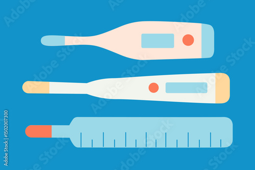 medicine thermometer set in doodle style in vector. Element for apps stickers website logo print icon