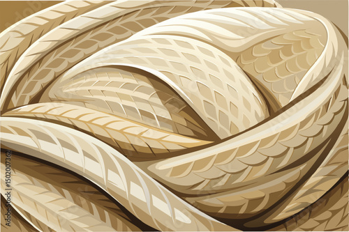 Stylized vector illustration of woven texture featuring intricate patterns in light-toned colors suitable for backgrounds and graphic design projects