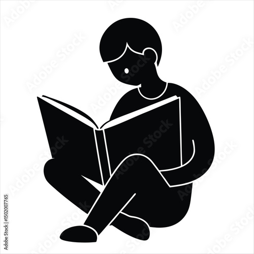 mam Reading book Vector Silhoutte icon