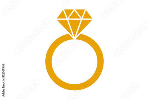 Golden diamond ring jewelry engagement wedding icon