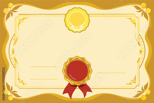 Certification document design featuring golden seals and decorative borders for various achievements or recognitions