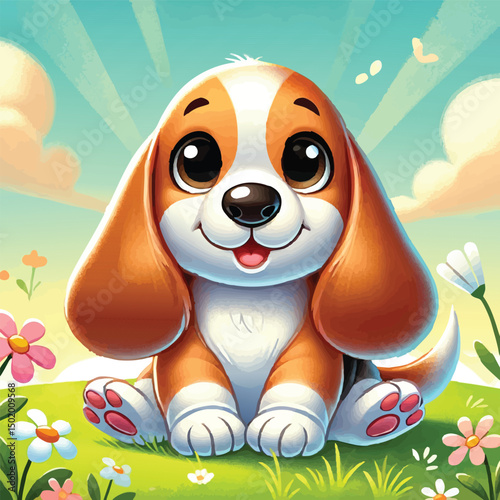 Cute Puppy Dog Print Design in Vector