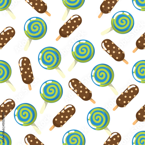 Swirl lollipop and popsicle. Vector