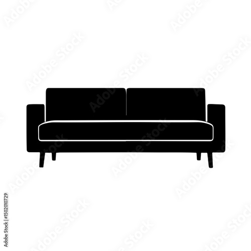 Modern sofa silhouette with clean lines and minimalist design for contemporary interior concepts