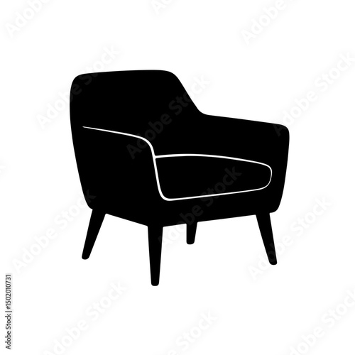 Modern armchair silhouette with elegant design and curved backrest for contemporary interior décor