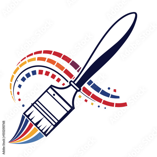 vector logo of a paintbrush and pixel combo