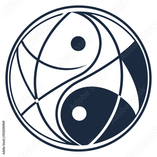yin yang styled globe logo vector design harmony