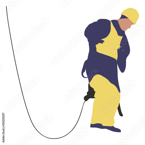 Electrician worker looking down