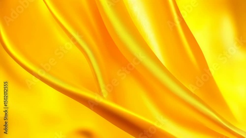 Flowing golden silk fabric in motion