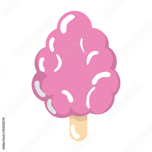 Pink cotton candy stick. Vector