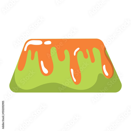 Green orange jelly block. Vector