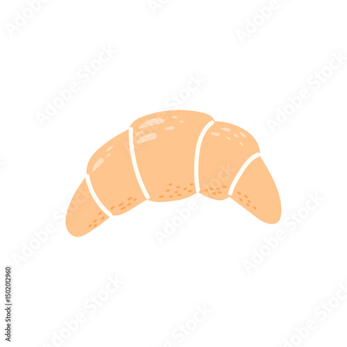 Vector illustration of a golden flaky croissant with crispy crust. Ideal for bakery branding, breakfast menus, and gourmet food designs
