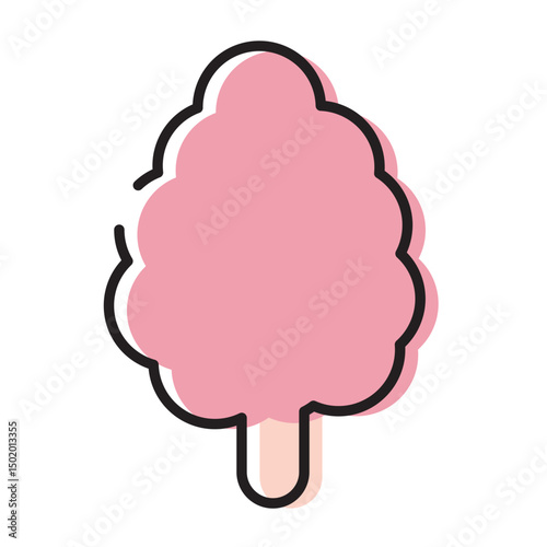 Pink cotton candy stick. Vector