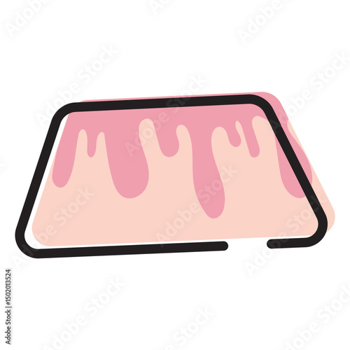 Colored orange jelly block. Vector