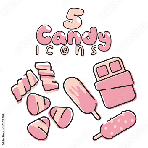 Outlined candy pack set. Vector
