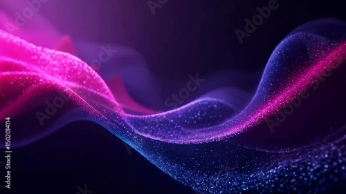 Pink and blue particles flowing abstract background