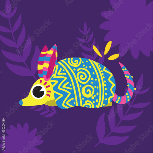 Colorful tribal armadillo. Vector