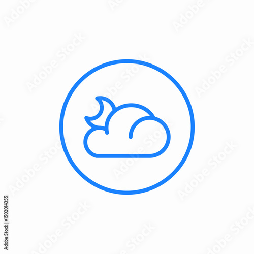 clouds and crescent icon sign vector