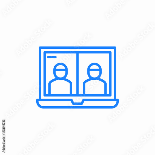 laptop with two people on screen icon sign vector