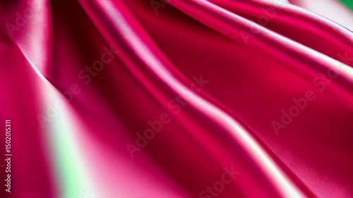 Flowing red silk fabric in slow motion