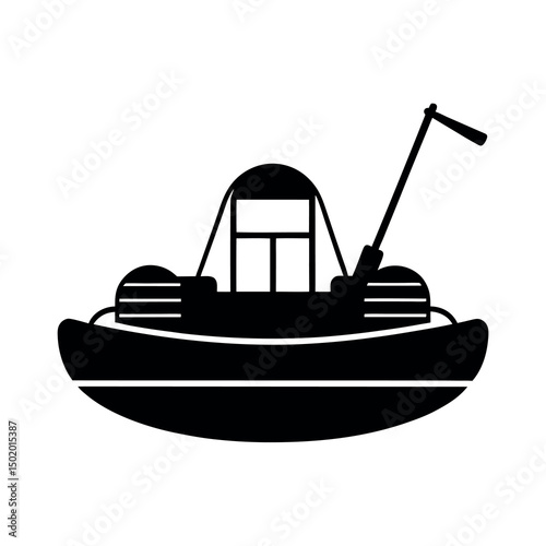Stylized Pontoon Paddle Boat Silhouette Artwork