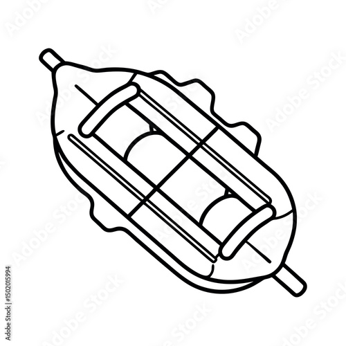 Simple Whitewater Raft Line Art Vector Illustration